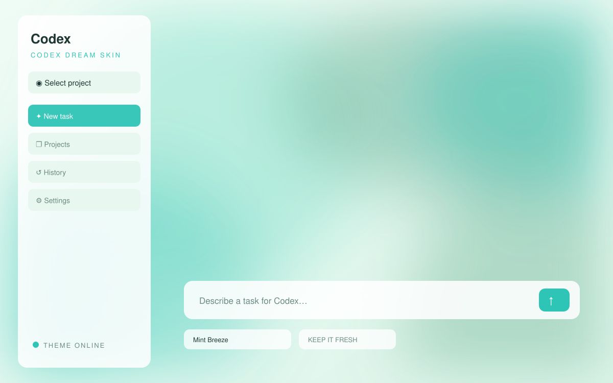 Mint Breeze — Codex Dream Skin theme preview