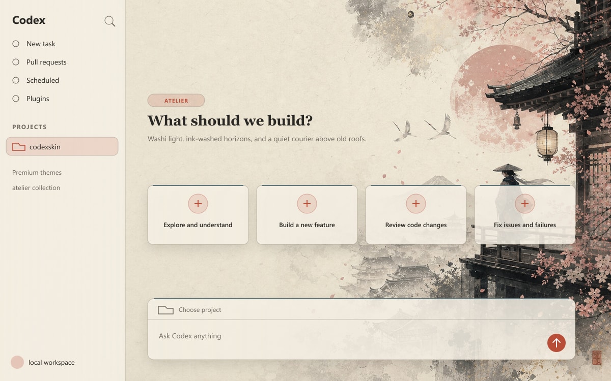 Sakura Ink Atelier running in Codex Desktop