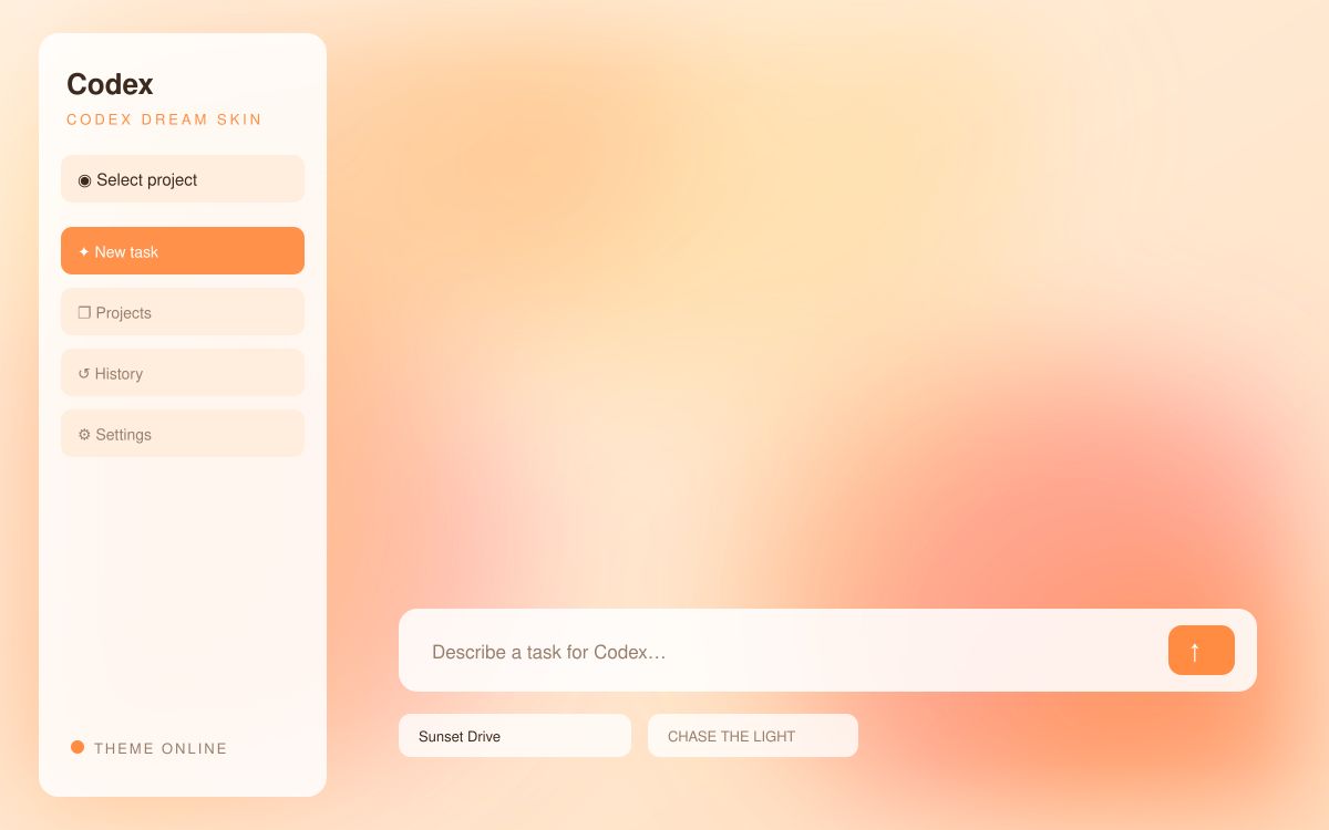 Sunset Drive — Codex Dream Skin theme preview